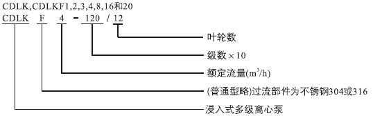 CDLK，CDLKF浸入式多級(jí)離心泵型號(hào)定義